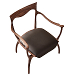 Стул деревянный с мягким сиденьем из коричневой натуральной кожи Moon Walnut Furniture варинант исполнения - 13 | Loft Concept в Тюмени