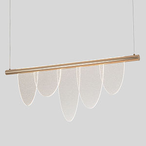 Люстра подвесная с пятью прозрачными элементами в форме лепестков и золотистым металлическим основанием DALI Tonin Casa