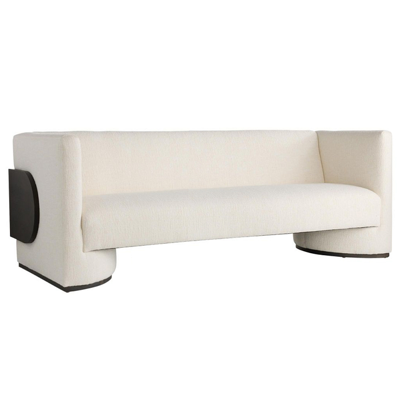 Трехместный диван Florida Sofa с элегантным деревянным декором Белый Черный Трехместный диван Florida Sofa с элегантным деревянным декором Белый Черный в Тюмени | Loft Concept