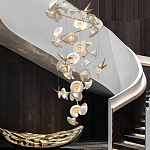 Люстра каскадная из белых цветов каллы и птичек Refined Taste of Light варинант исполнения - 2 | Loft Concept в Тюмени