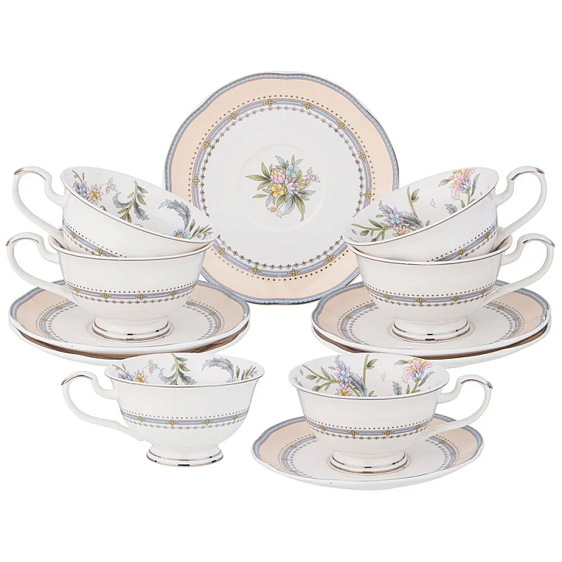 Чайный сервиз из фарфора на 6 персон 12 предметов Tea Flower Set Мульти Чайный сервиз из фарфора на 6 персон 12 предметов Tea Flower Set Мульти в Тюмени | Loft Concept