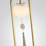 Торшер с шарообразным плафоном из белого стекла с подвеской из камня и длинной кисточкой Agatelle варинант исполнения - 4 | Loft Concept в Тюмени