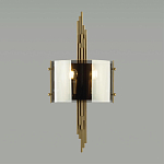 Бра с изогнутым плафоном на бронзовом основании с вертикальным декором из металлических трубок Sohne варинант исполнения - 3 | Loft Concept в Тюмени