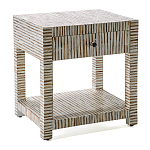 Тумбочка прикроватная Vancouver Bone Inlay Bedside Beige варинант исполнения - 1 | Loft Concept в Тюмени