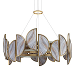 Люстра круглая с полукруглыми плафонами из искусственного алебастра в бронзовой оправе Marbella варинант исполнения - 1 | Loft Concept в Тюмени