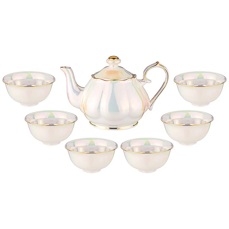 Чайный набор из фарфора на 6 персон 7 предметов Porcelain Pearl Жемчужный Чайный набор из фарфора на 6 персон 7 предметов Porcelain Pearl Жемчужный в Тюмени | Loft Concept