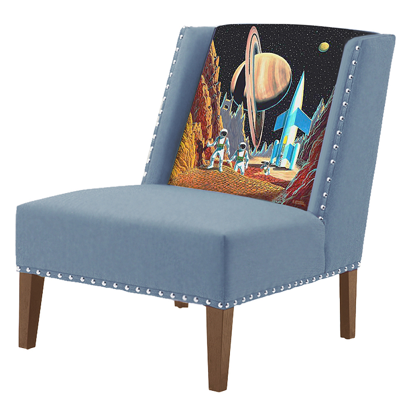 FUN Armchair Retro Futurism Blue Дизайнерское кресло с цветным принтом Серо-голубой FUN Armchair Retro Futurism Blue Дизайнерское кресло с цветным принтом Серо-голубой в Тюмени | Loft Concept