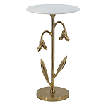 Столик с золотистым основанием в виде цветка и круглой мраморной столешницей Golden Snowdrop варинант исполнения - 1 | Loft Concept в Тюмени