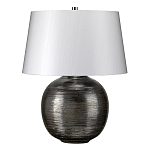 Настольная лампа с круглым фарфоровым основанием ручной работы с покрытием глазурью и белым абажуром из искусственного шелка Elstead Lighting варинант исполнения - 1 | Loft Concept в Тюмени