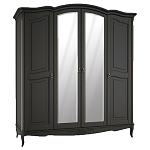 Шкаф черный четырехдверный из массива бука с зеркалами Black Provence варинант исполнения - 1 | Loft Concept в Тюмени