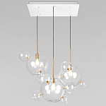 Люстра подвесная 3 лампы с прозрачными стеклянными шарами и золотыми деталями Giopato & Coombes варинант исполнения - 1 | Loft Concept в Тюмени