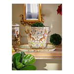 Кашпо с растительным и животным орнаментом на бронзовых ножках Turquoise Blooming Garden варинант исполнения - 5 | Loft Concept в Тюмени