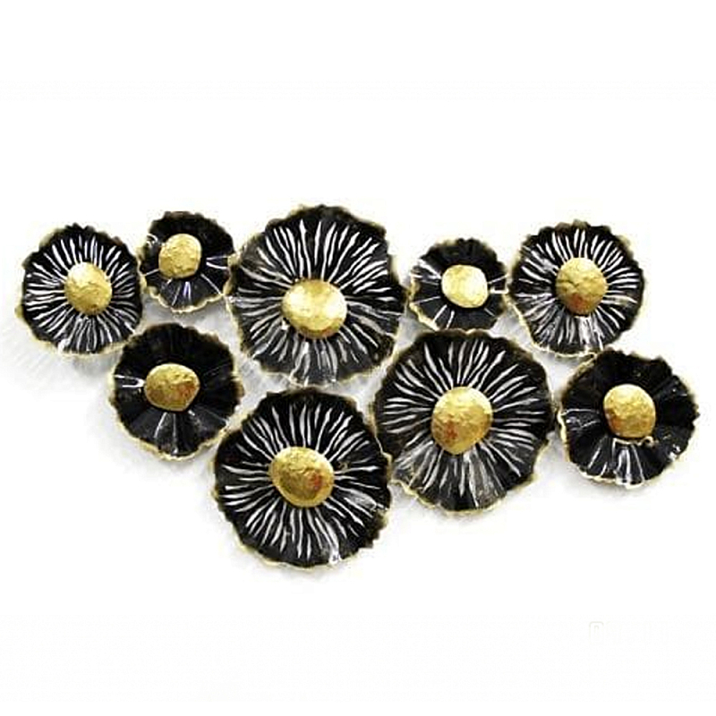 Панно настенное Blank Sheet Black flower Золотой Черный Панно настенное Blank Sheet Black flower Золотой Черный в Тюмени | Loft Concept