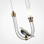 Подвесной светильник с декоративной фигуркой птицы на прозрачной изогнутой трубке Ganthea варинант исполнения - 5 | Loft Concept в Тюмени