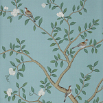 Обои ручная роспись Gustavian Garden Special Colourway on Duck Egg dyed silk варинант исполнения - 1 | Loft Concept в Тюмени