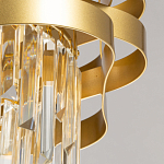 Люстра цвета матового золота с металлическими лентами и длинными прозрачными подвесками Gilded Waves варинант исполнения - 9 | Loft Concept в Тюмени