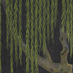 Обои ручная роспись Willow Original colourway on Edo Night painted silk варинант исполнения - 1 | Loft Concept в Тюмени