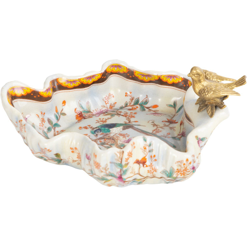 Блюдо фарфоровое Polly Золотой Бежевый Зеленый в Тюмени | Loft Concept 