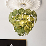 Люстра из зеленых стеклянных дисков с перламутровым эффектом Green Glowing Glaze варинант исполнения - 4 | Loft Concept в Тюмени