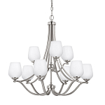 Люстра двухъярусная с белыми матовыми стеклянными плафонами в форме винных бокалов Feiss варинант исполнения - 1 | Loft Concept в Тюмени