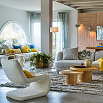 Кресло изогнутое с обивкой из ткани букле Smooth Bend Boucle Chair варинант исполнения - 8 | Loft Concept в Тюмени