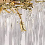 Люстра золотого цвета с декоративными ветками и длинными прозрачными стеклянными подвесами в форме сосулек Droplet Chandelier варинант исполнения - 9 | Loft Concept в Тюмени