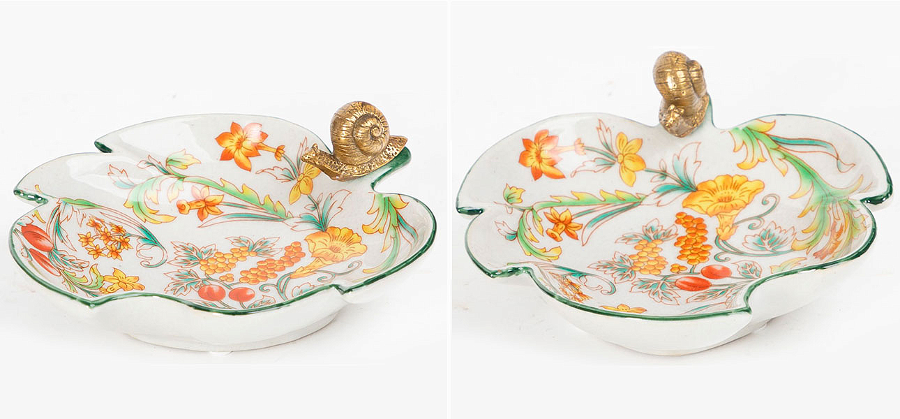 Пепельница фарфоровая с бронзовой улиткой Snail Пепельница фарфоровая с бронзовой улиткой Snail - Loft-Concept в Тюмени