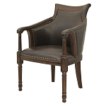 Кресло кожаное на 4-х деревянных ножках из массива березы Ethan Armchair brown варинант исполнения - 3 | Loft Concept в Тюмени