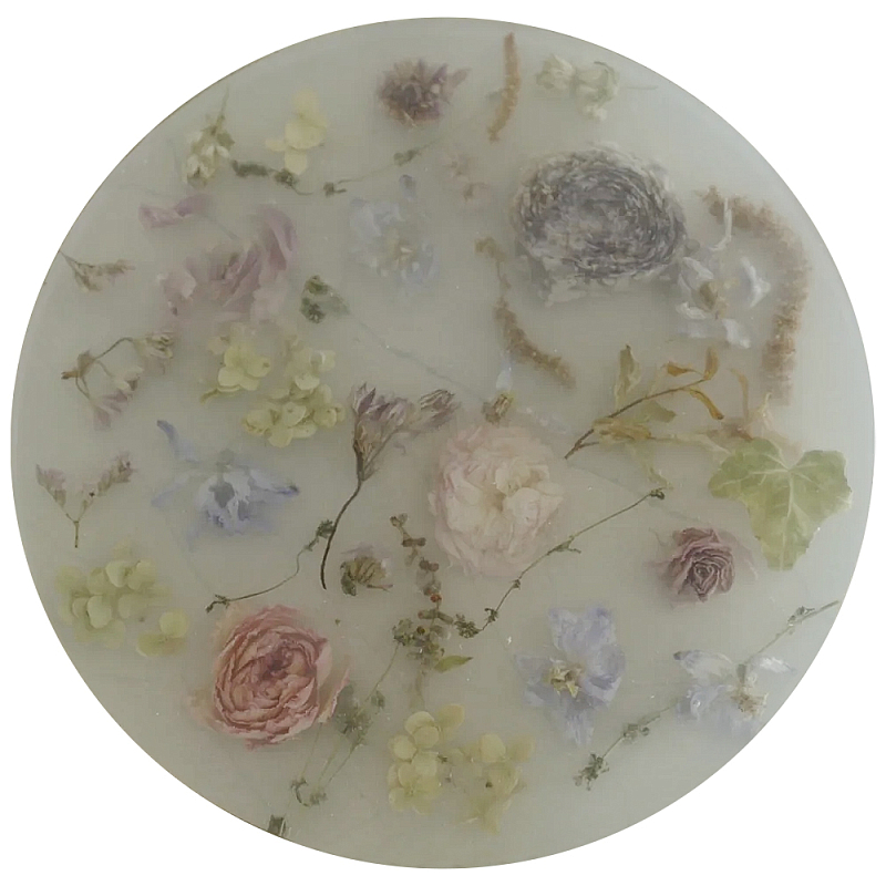 Круглый поднос из эпоксидной смолы с цветами белый Epoxy Resin Flowers Tray White Белый Мульти Круглый поднос из эпоксидной смолы с цветами белый Epoxy Resin Flowers Tray White Белый Мульти в Тюмени | Loft Concept