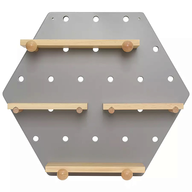 Полка настенная шестиугольная Multifunctional Hexagon Белый Древесина Серый Полка настенная шестиугольная Multifunctional Hexagon Белый Древесина Серый в Тюмени | Loft Concept