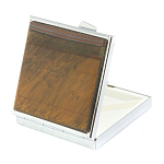 Таблетница карманная квадратная с 4-мя отделениями с зеркалом и накладкой из натурального камня Тигровый глаз Silver Stone Pillboxes варинант исполнения - 2 | Loft Concept в Тюмени