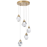Каскадная люстра с 5-ю хрустальными плафонами Esme Crystal Brass Chandelier варинант исполнения - 1 | Loft Concept в Тюмени
