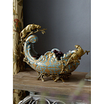 Чаша голубого цвета с оранментом и и бронзовыми фигурами леопардов Eden Garden варинант исполнения - 6 | Loft Concept в Тюмени