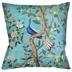 Подушка декоративная с изображением птицы в саду Chinoiserie Bird in the Garden Cushion варинант исполнения - 1 | Loft Concept в Тюмени