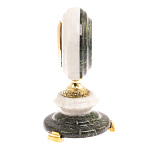 Часы настольные бронзовые из натуральных камней Мрамор и Змеевик Stone Clock варинант исполнения - 9 | Loft Concept в Тюмени