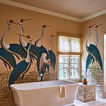 Обои ручная роспись Sarus Cranes Colourway SC-208 on Raw Silk dyed silk варинант исполнения - 1 | Loft Concept в Тюмени