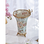 Ваза голубого цвета из фарфора с цветочным рисунком и бронзовой стрекозой Blue Garden варинант исполнения - 7 | Loft Concept в Тюмени