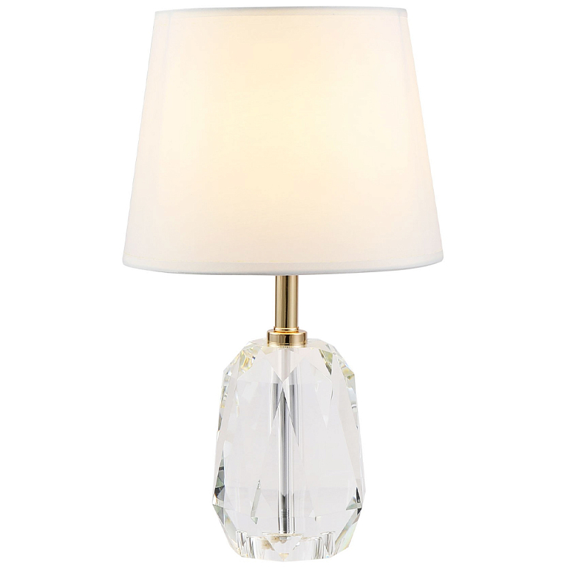 Настольная лампа с абажуром и основанием из хрусталя Manlio Crystal Lampshade Table Lamp Прозрачное Стекло Золотой Белый Настольная лампа с абажуром и основанием из хрусталя Manlio Crystal Lampshade Table Lamp Прозрачное Стекло Золотой Белый в Тюмени | Loft Concept