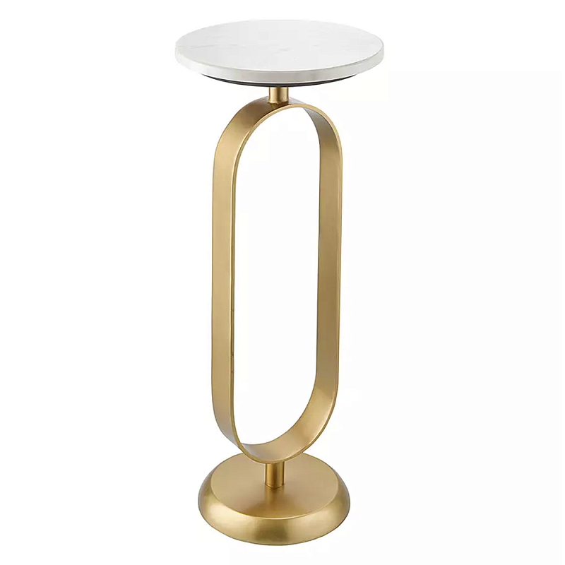 Столик приставной с овальным золотым основанием Oval Gold Base Белый Золотой Столик приставной с овальным золотым основанием Oval Gold Base Белый Золотой в Тюмени | Loft Concept