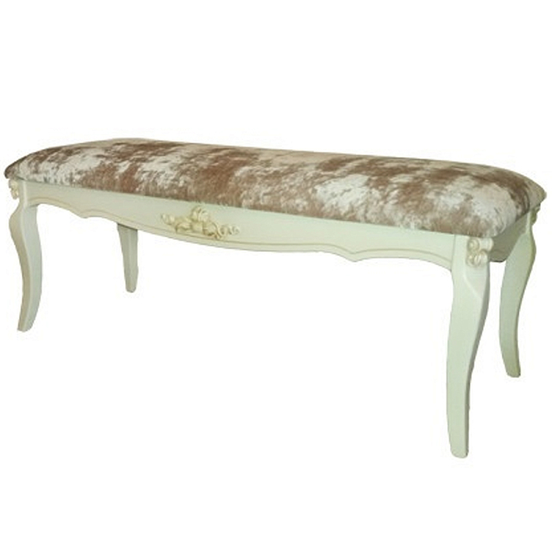 Банкетка велюр в стиле прованс Blaise French Seating Banquette Бежевый Коричневый в Тюмени | Loft Concept 