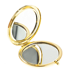 Зеркало карманное круглое двухстороннее из натурального камня Содалит в подарочной упаковке Gold Stone Mirrors варинант исполнения - 2 | Loft Concept в Тюмени