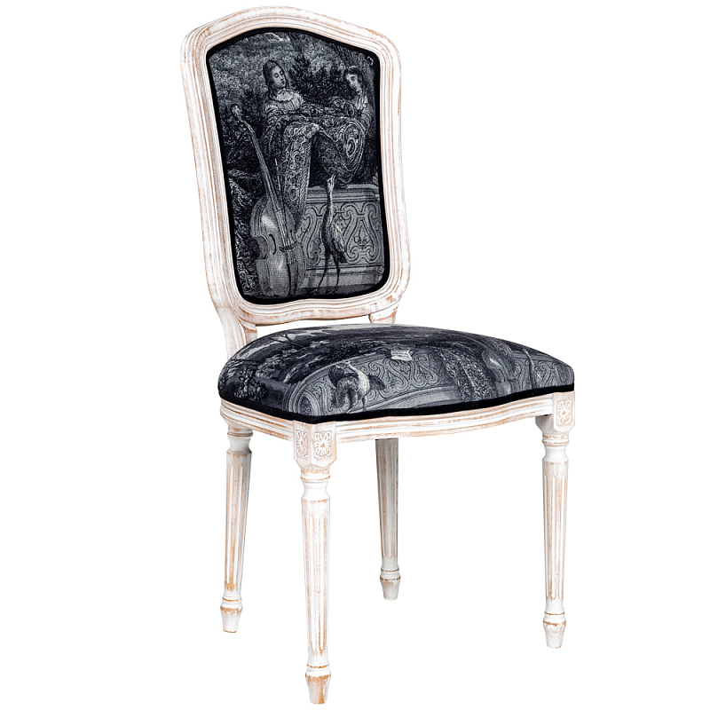 Стул Monceau Palace Stool Черно-белый Белый винтажная патина   в Тюмени | Loft Concept 