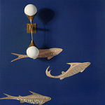 Обои с вышивкой ручной работы Deco Fish Aurum colourway on Caribbean Sea slub silk варинант исполнения - 2 | Loft Concept в Тюмени