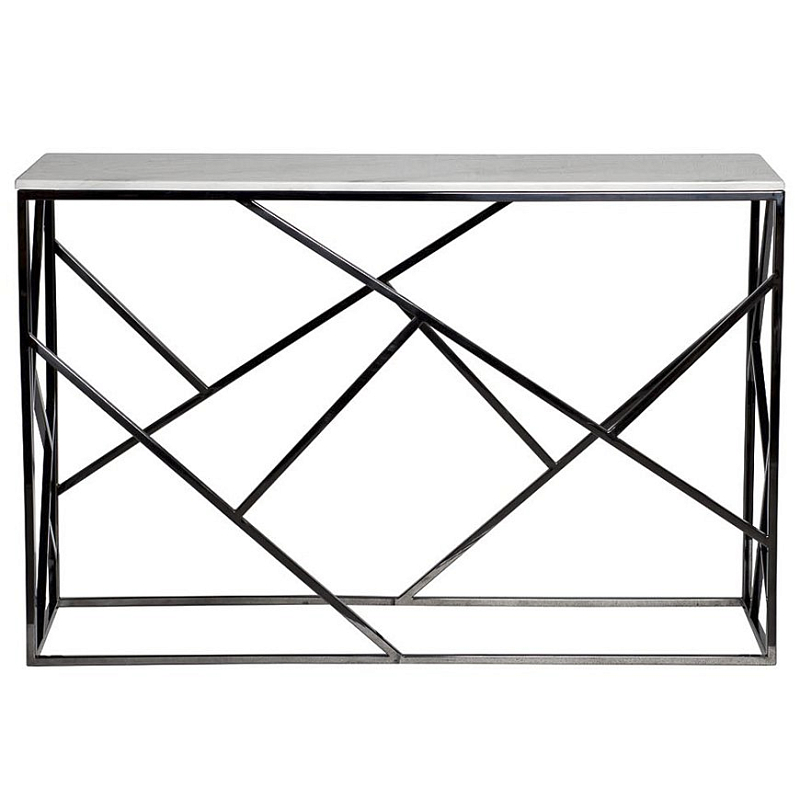 Консоль Serene Furnishing Dark Chrome Marble Top Console Хром Белый Консоль Serene Furnishing Dark Chrome Marble Top Console Хром Белый в Тюмени | Loft Concept