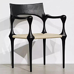 Стул дизайнерский с плетеным сидением Kronos Dining Chair Black варинант исполнения - 1 | Loft Concept в Тюмени