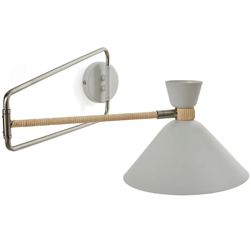 Бра на шарнире Davy Rattan Wall Lamp Бежевый Белый Хром Бра на шарнире Davy Rattan Wall Lamp Бежевый Белый Хром в Тюмени | Loft Concept