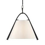Подвесной светильник в форме конуса с белым тканевым абажуром и чёрным каркасом Stylish Solution варинант исполнения - 1 | Loft Concept в Тюмени
