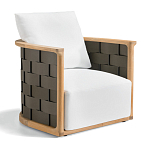 Дизайнерское уличное кресло из массива дерева с плетеной спинкой PALINFRASCA Armchair варинант исполнения - 6 | Loft Concept в Тюмени