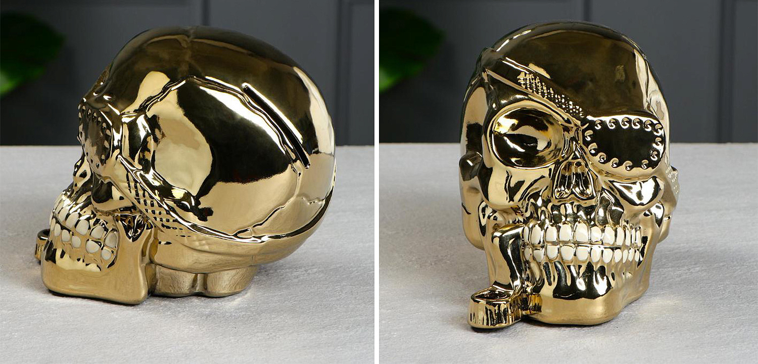 Статуэтка Golden Skull with Pipe Статуэтка Golden Skull with Pipe - Loft-Concept в Тюмени