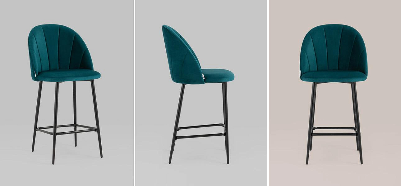Барный Стул Balsari S Chair Темно-Бирюзовый Велюр Барный Стул Balsari S Chair Темно-Бирюзовый Велюр - Loft-Concept в Тюмени